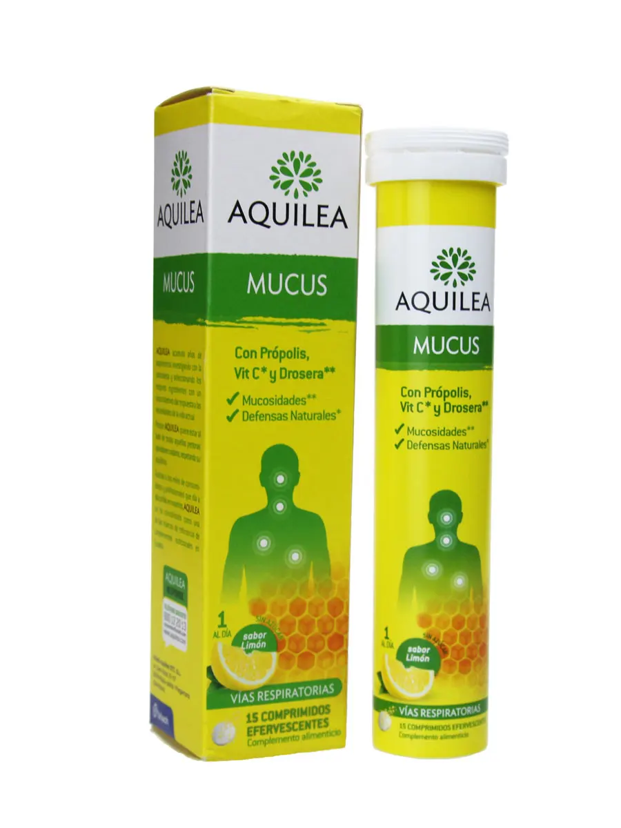 Aqulea mucus 15 effervescent tablets-with propolis, lemon flavor