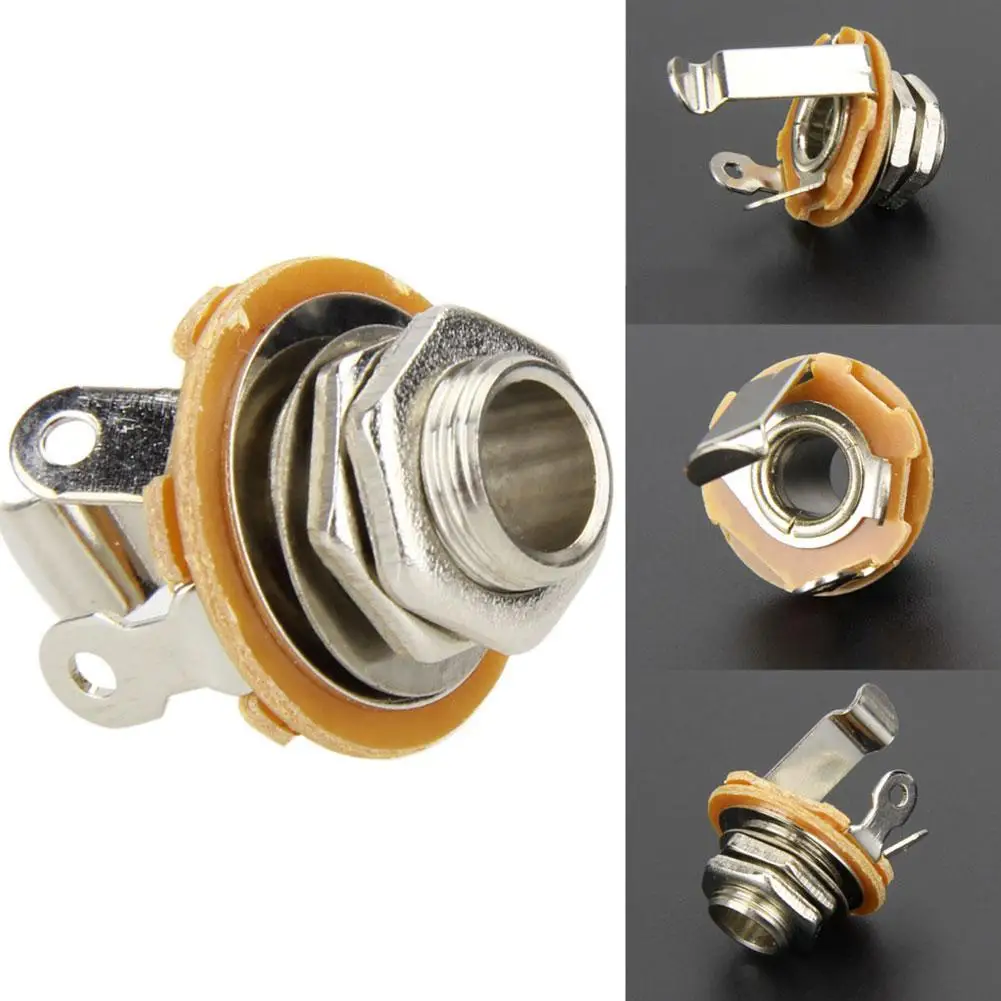 Coffee Color Effector Socket For Electric Guitar/bass 6.35 Mono Audio Input Power Socket Plug High Quality Accessories