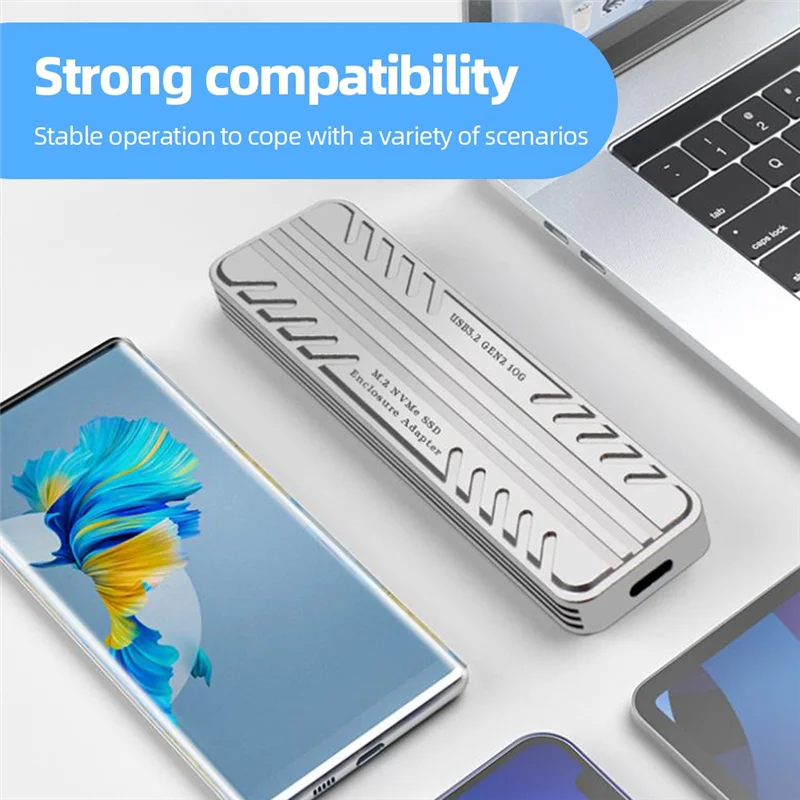 M.2 NVMe Solid State Drive External Enclosure 10Gbps HDD Storage Box USB 3.2 Gen2 Hard Drive Case for SSD