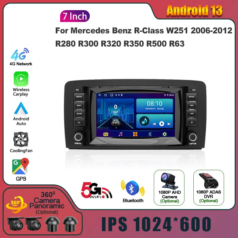 

Android 13 For Mercedes Benz R-Class W251 2006-2012 R280 R300 R320 R350 R500 R63 Radio Multimedia Wireless multimedia