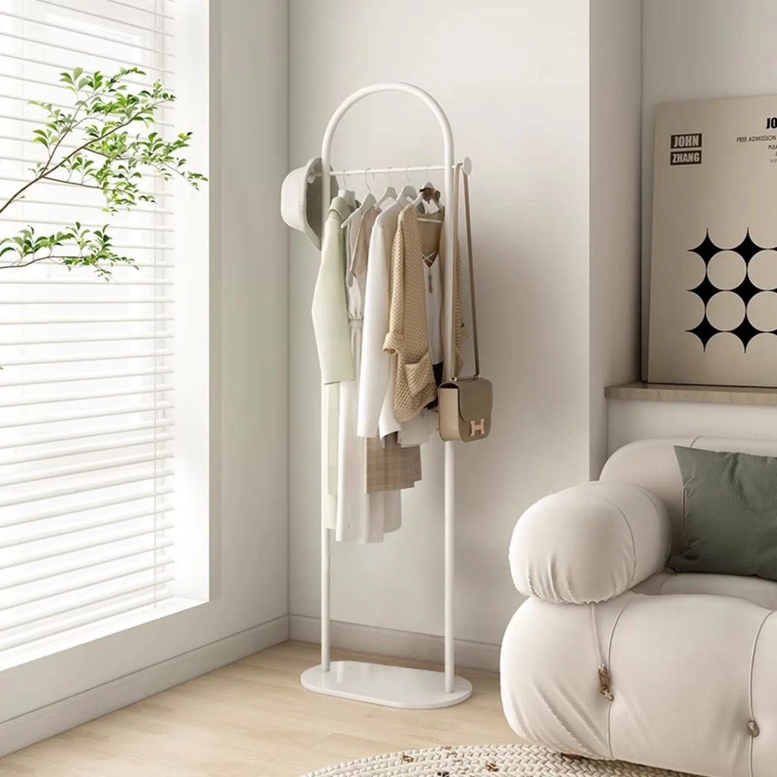 Floor-Standing Clothes Rack for Bedroom, Space-Saving Modern Minimalist Home Use Clothes Rack