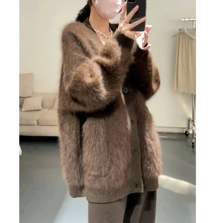 Large Size Winter New Item Luxurious and Lazy Style Retro Women's Autumn and Winter Coat Cardigan