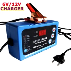 6V 12V Smart Car Automotive Battery Charger Automatic Rechargeable Lead Acid Battery Power Charging Tool 2A 6A DC EU Plug 220V