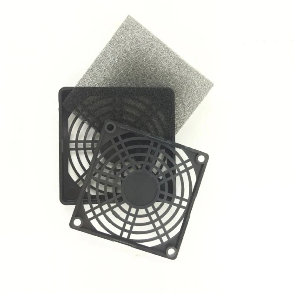 Cubierta de filtro de aire de ventilador Axial, plástico negro, 80x80mm, tres en uno, antideslizante, para ventilador de la serie 8cm