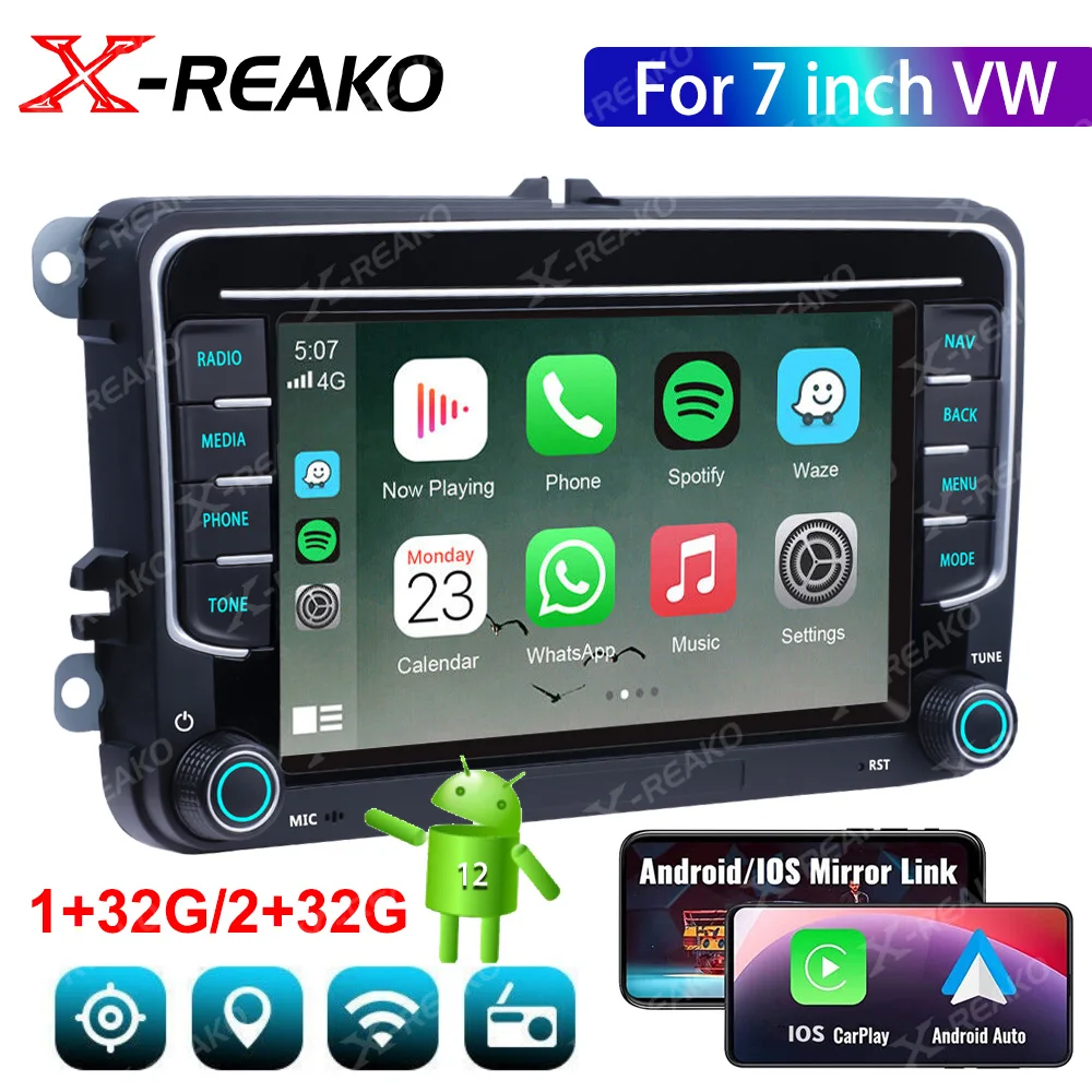 

X-REAKO Android 2 Din 7inch Auto Car Radio Carplay For VW Volkswagen Polo Bora Golf 5 6 Passat CC B6\7 Jetta Tiguan GPS BT WIFI