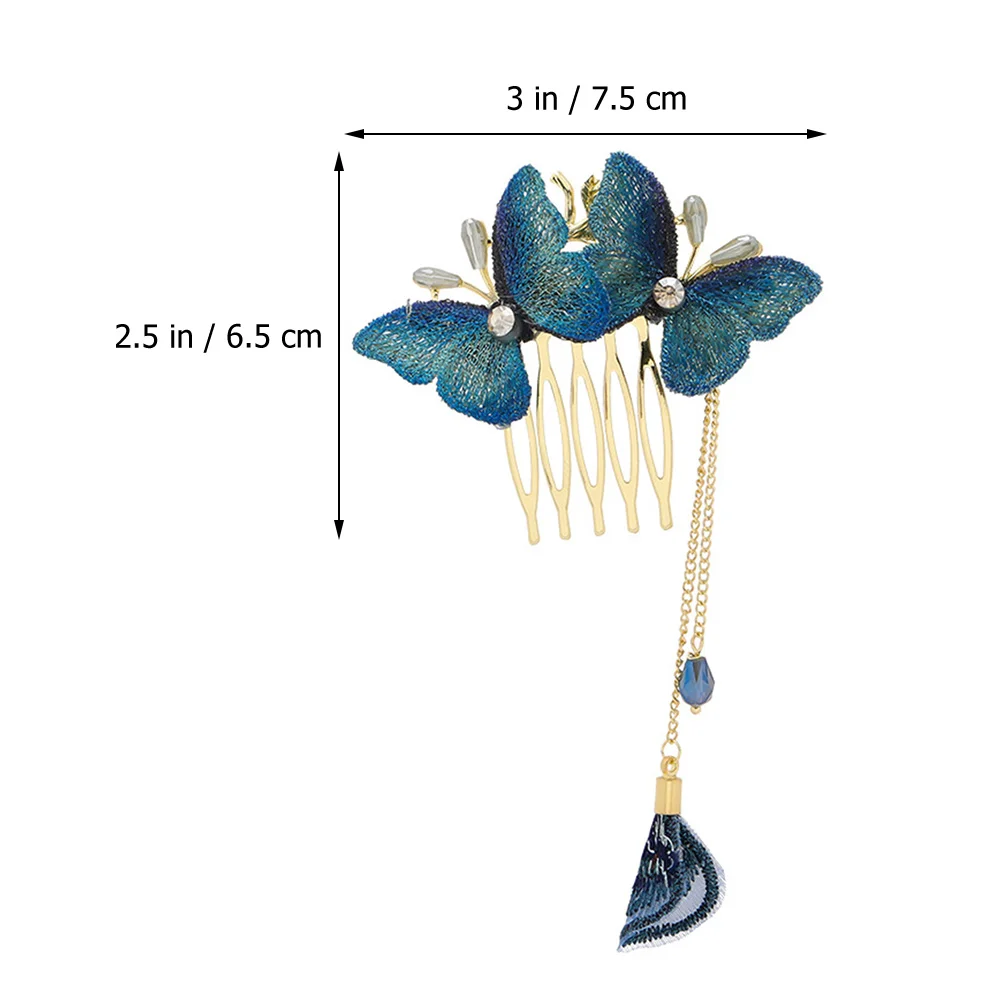 

Butterflies Clips Hair Clips for Women Blue Girls Travel Tassel Hair Comb Chinese Accessories Prom Birthday Party