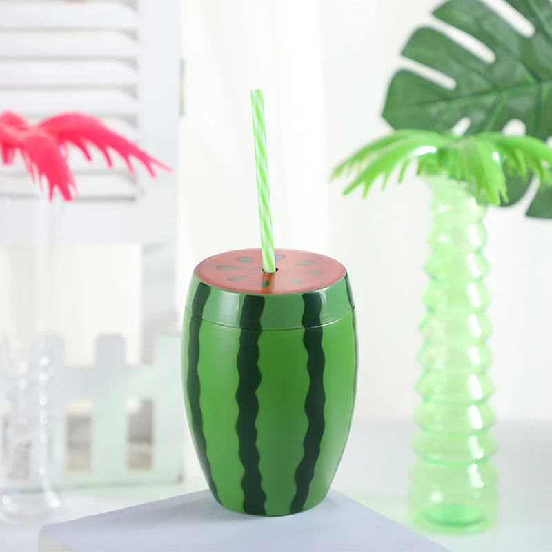 

Disposable Watermelon Shape Cup Drinking Cups Party Cup With Lid Straw Disposable Watermelon Water Cup With Straw Juice Cup