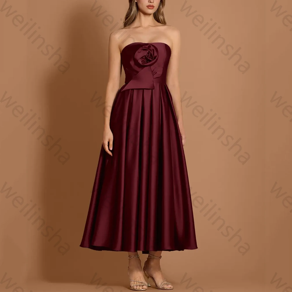 Fora do ombro sem mangas vestidos de noite 3d flores drapeado vestido de celebridade requintado alta qualidade vestidos de festa de baile personalizado