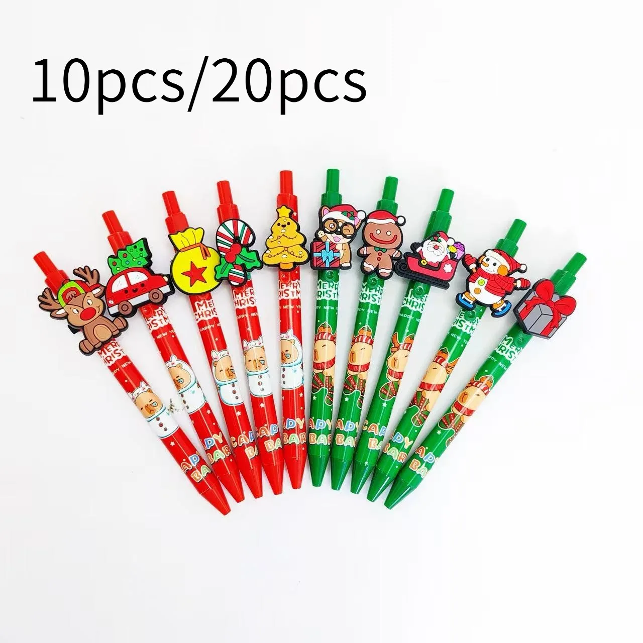 

10 шт./20 шт. креативные рождественские олени, куриные ручки с тематикой пряничного человечка, рождественские красные и зеленые шариковые ручки, студенческие письменные подарочные ручки