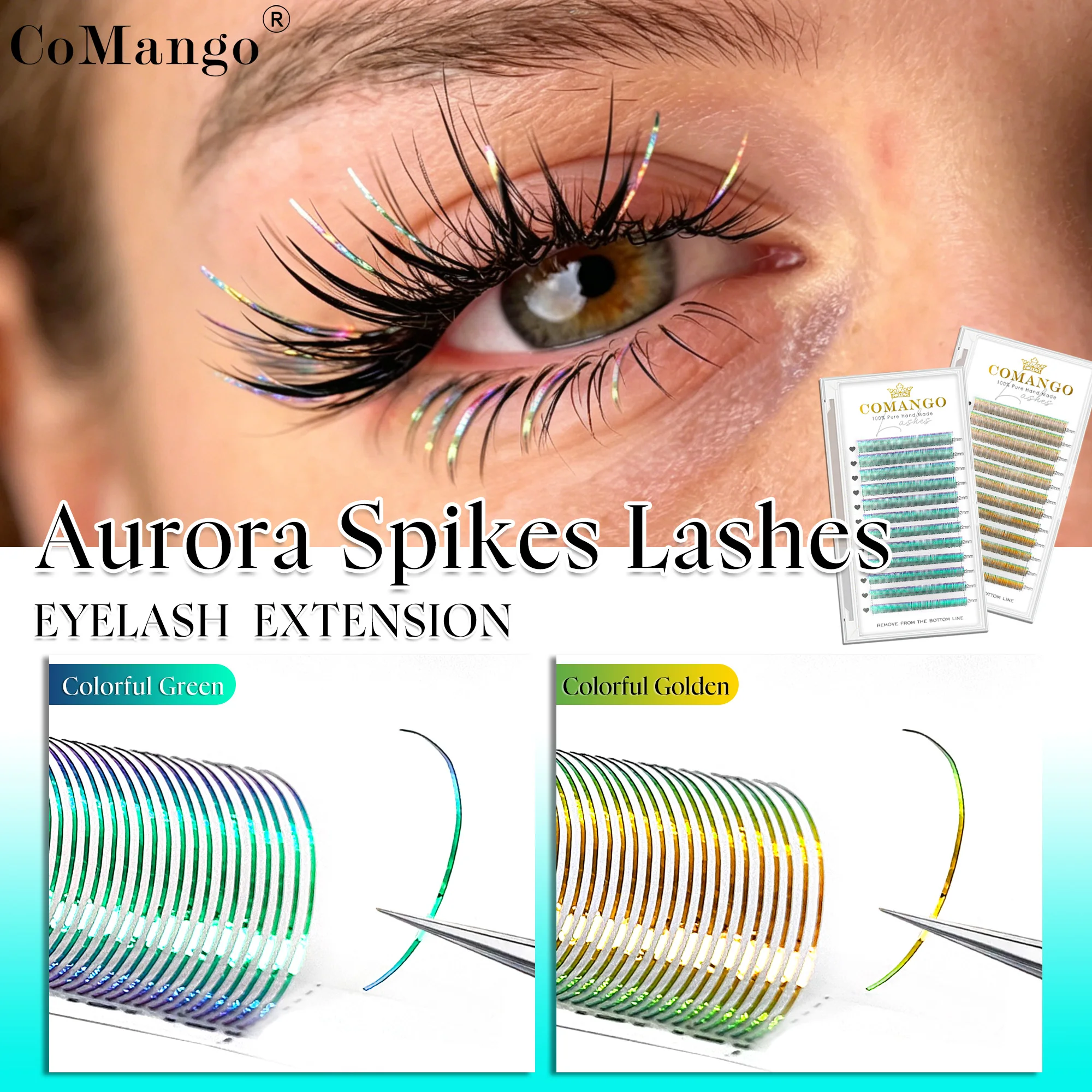 CoMango C/D Curl Aurora-Spikes Wimpernverlängerung 0,15 mm Fairy-Volumen-Fächer Wimpern Kunstmink falsche Wimpern Cosplay-Party-Make-up