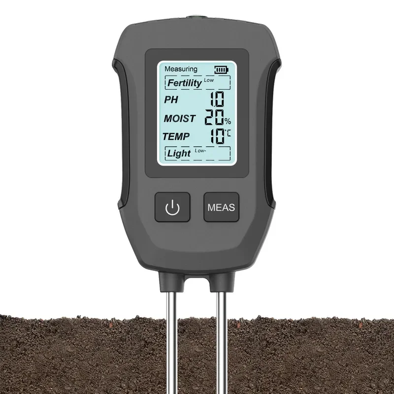 Soil Tester 5 in 1 Moisture Meter for Gardeners High Precision Double Probe PH Temperature Humidity Fertility Light Detector