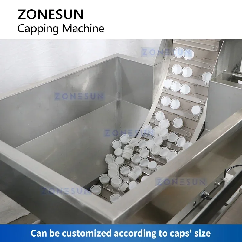 ZONESUN Automatic Twist Off Metal Lug Cap Capper Bottle Capping Machine with Cap Feeder ZS-XG440T2