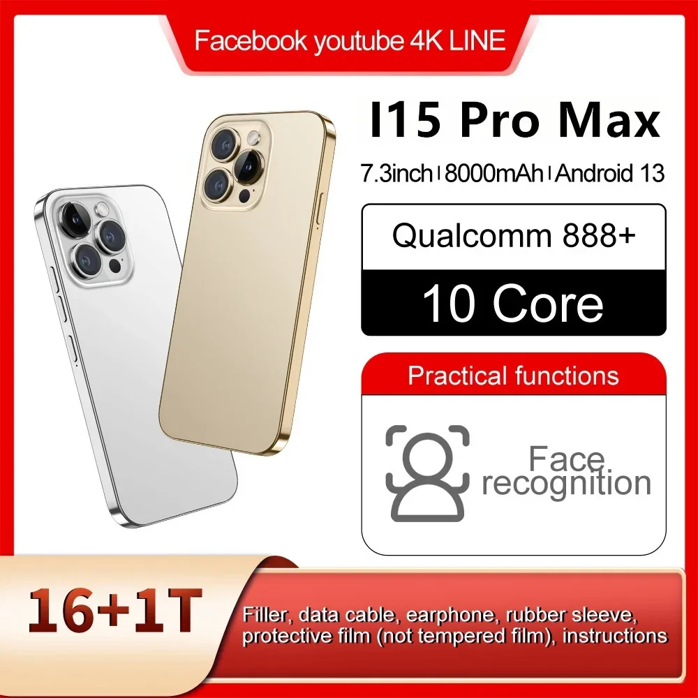 Hot selling original smartphone I15 ProMax Android large screen global version mobile phone cheap S22 S23 ultra 2G/3G network