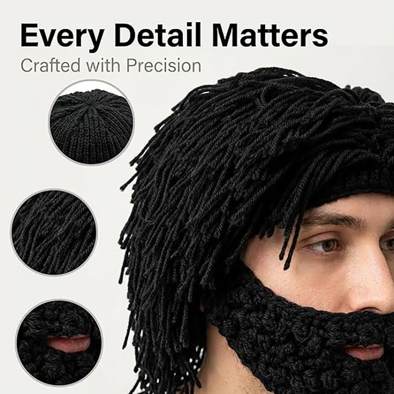 

Панк-бини, теплая вязаная шапка с бородой, забавная шапка-бини, эластичная праздничная шапка с бородой для рождественских тематических вечеринок, подарки для друзей