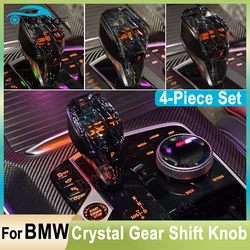 Crystal Gear Shift Knob with Orange Light For BMW G20 G29 G26 G28 G22 G12 X7 G07 X3 G01 X4 G02 X5 G05 iX3 G08 Gearbox Lever Head