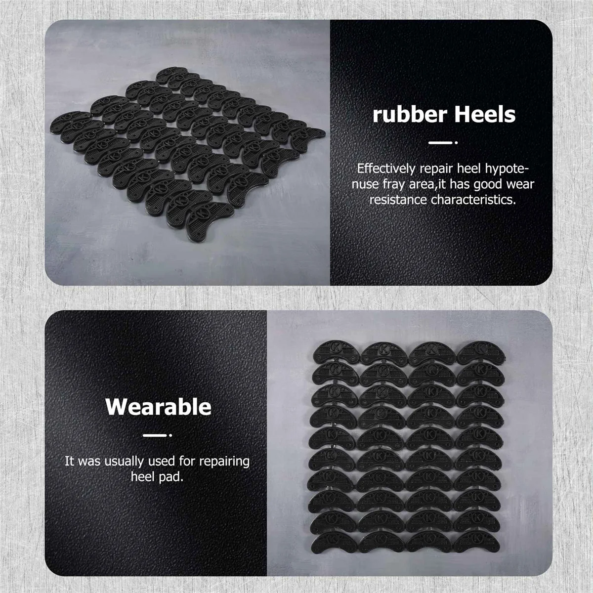 40PCS 20-Pair Rubber Heel Savers Toe Plates Taps DIY Shoe Repair Pads Size:56*24*3.1MM