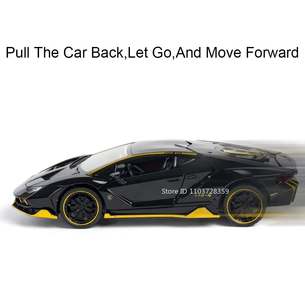 1:24 LP770 SVJ63 modèle de supercars en métal moulé sous pression Collection voiture de sport son lumière porte ouverte retirer Table de bureau ornement