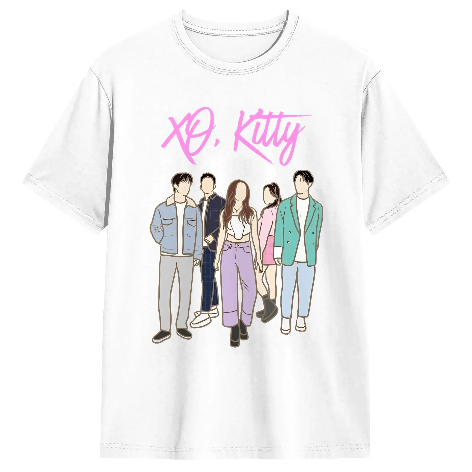 XO Kitty Poster, T Shirt Summer  Vintage T-Shirts 100 Cotton Leisure Tee Shirt For Men's Casual Tops