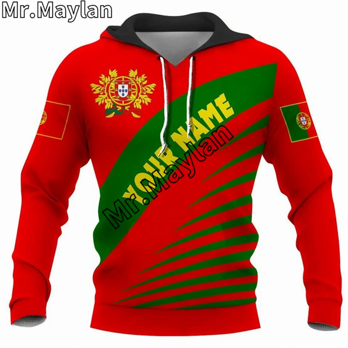 CUSTOMIZE PORTUGAL Flag Yellow Green & RED 3D Hoodie Men/Women Sweatshirt Streetwear Zip Pullover Casual Jacket Tracksuits K-022