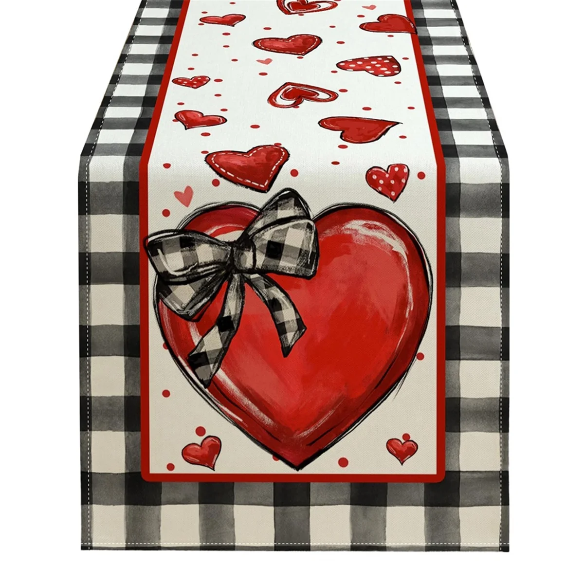 Valentine'S Day Table Runner,Red Heart Polka Dots Decorative Farmhouse Table Decoration for Kitchen Dinning 33 X 275cm B