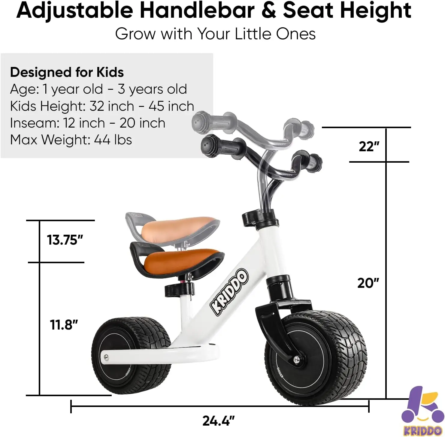 Baby Balance Bike 1-2 Year Old, Mini Cruiser Bike for One Year Old First Birthday Gifts Baby Toys 12 Months to 2.5 Year Old, Whi