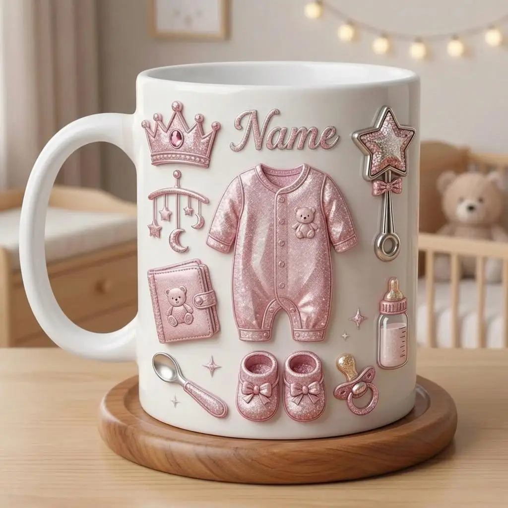 Personalized 3D Three-dimensional Baby Mug, The First Gift for Expectant Mothers, Commemorative Coffee Cup, Imitation Three-dime