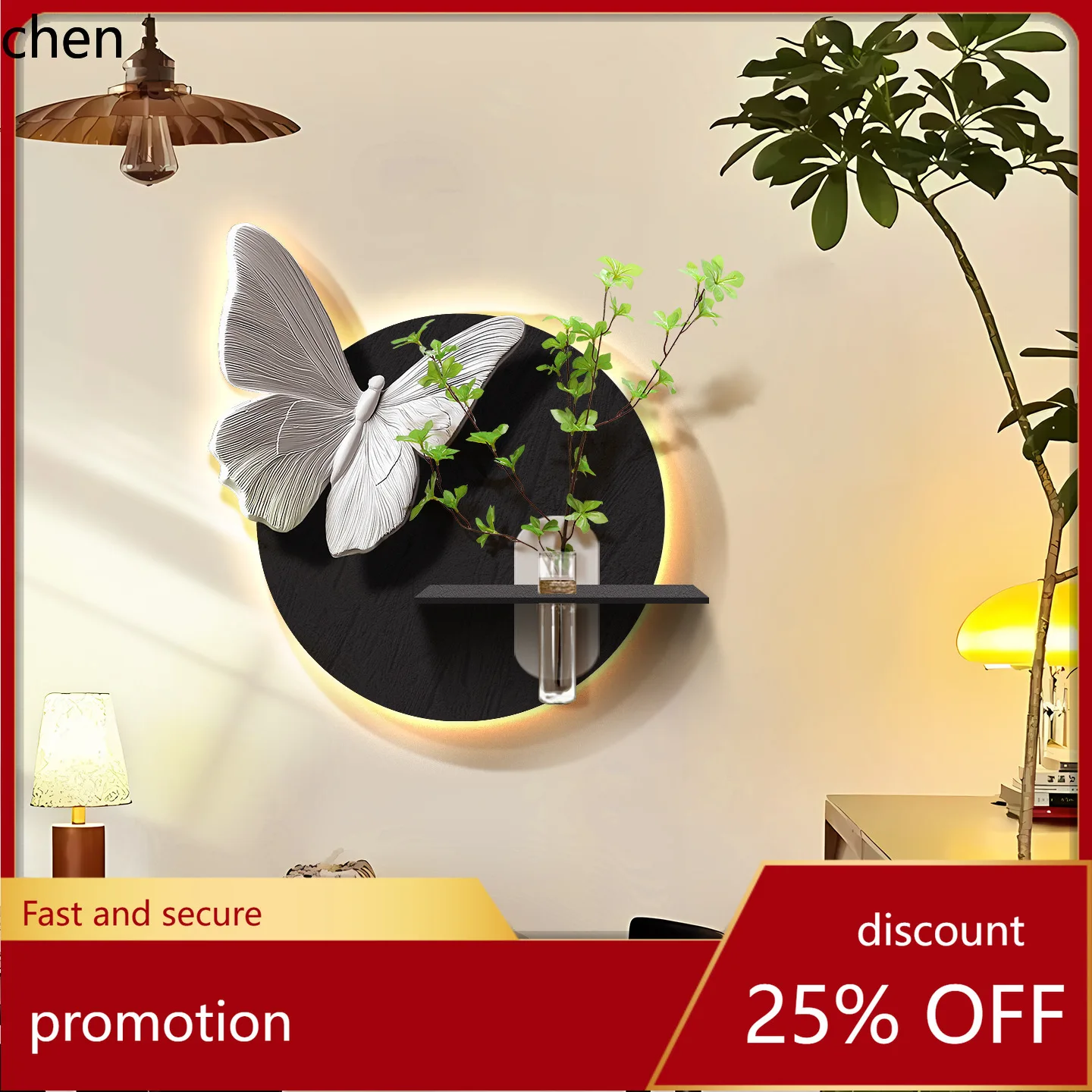 H1 black and white minimalist restaurant decorative painting-butterfly living room background wall hanging - dining table accent
