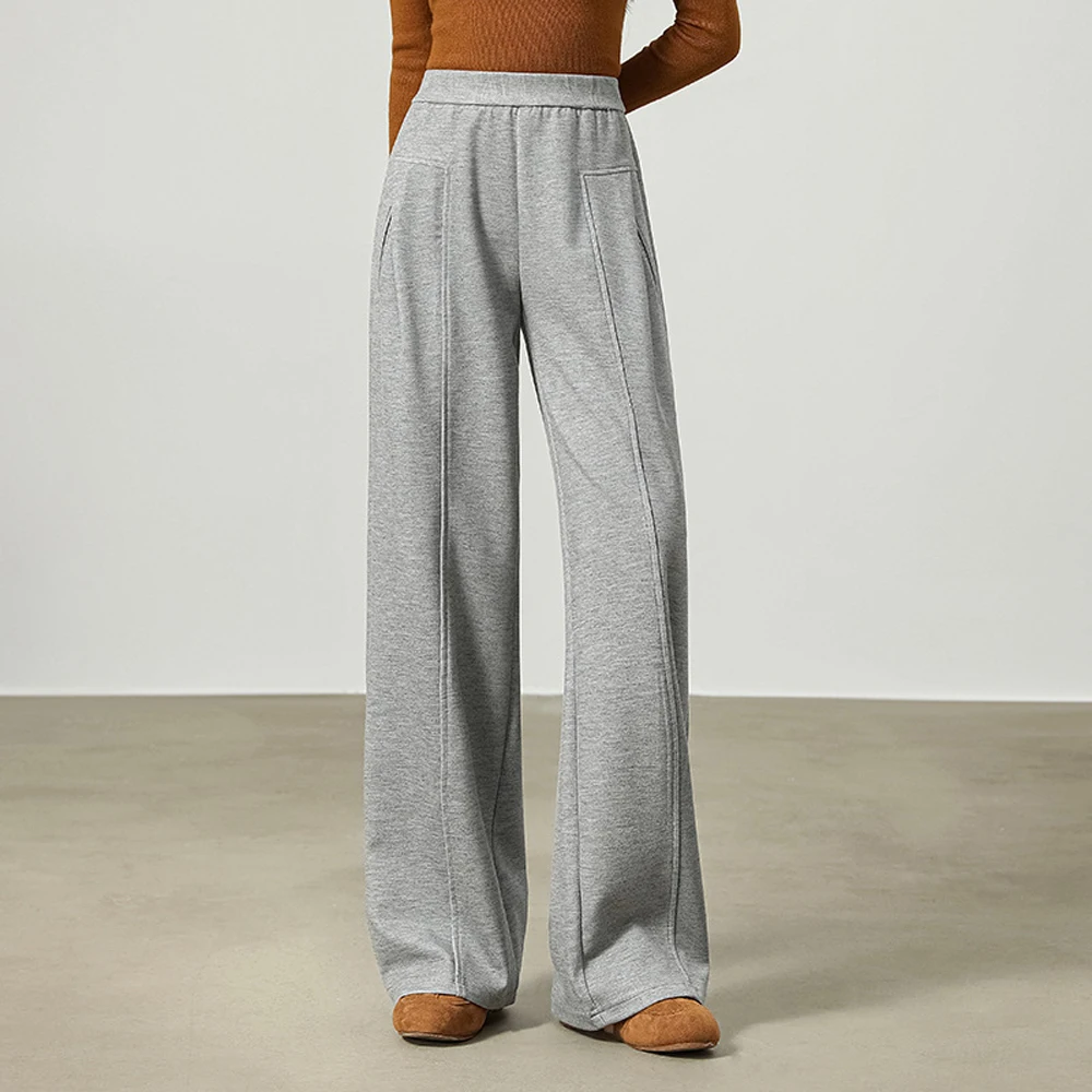 

Korean style red straight leg pants for women in autumn and winter, high-end fashion, plus size, loose and casual wide leg pants