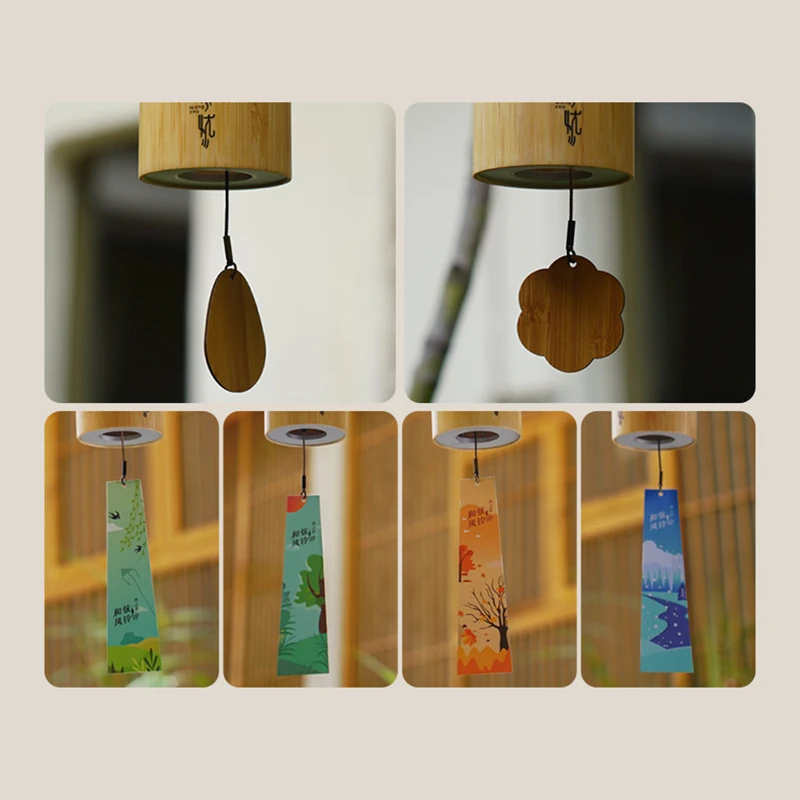 Hluru Windbell Bamboo Wind Chime 8 Tone Rods Windchimes Zen Meditation Craft Home Garden Patio Hanging Ornaments C G Am Dm Chord