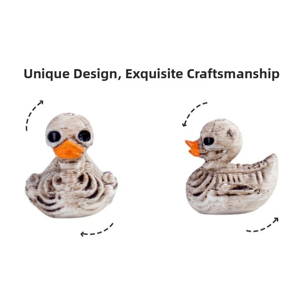 Gothic Style Halloween Skeleton Duck Statue Scary Duck Plastic Skull Duck Figurines 3D Printed Mini Ducks Ornament