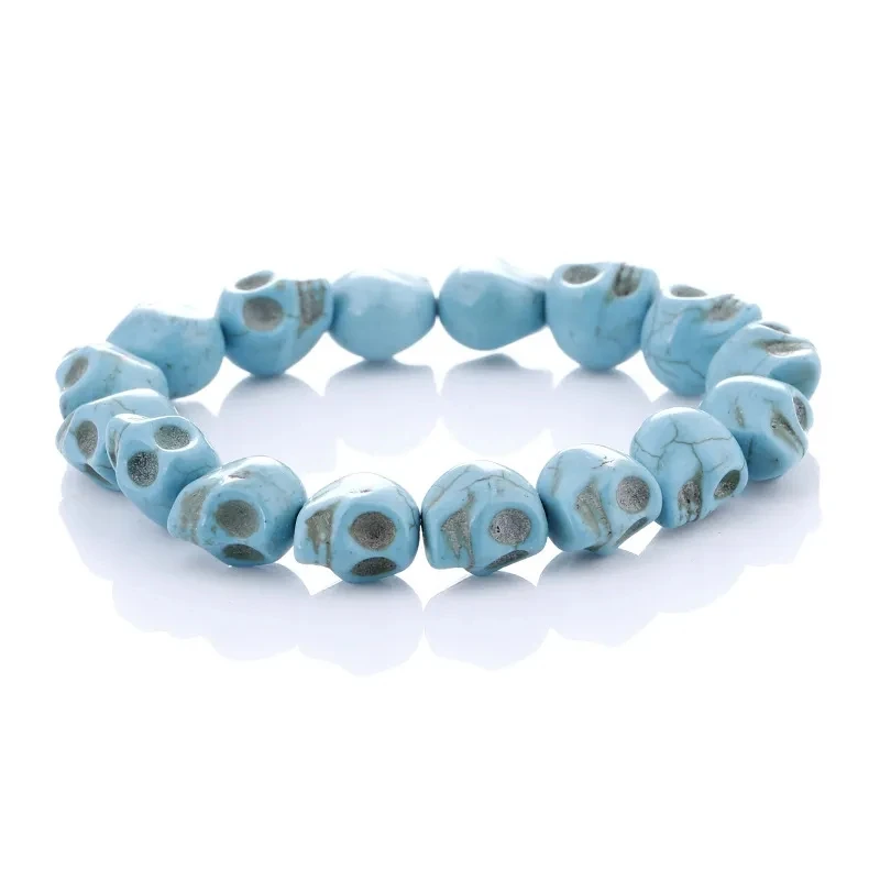 Skull Bead Bracelet For Women Men Natural Turquoise Stones Bracelets