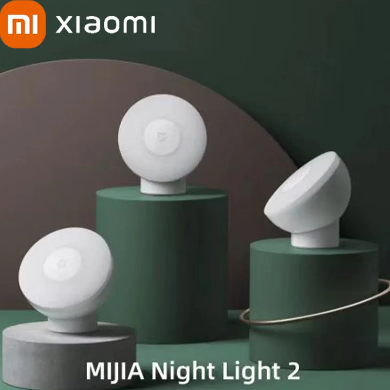 Original XIAOMI Mijia Night Light 2 Version Motion Sensor Adjustable Brightness Smart Human Light Sensor Night Lamp Bedroom