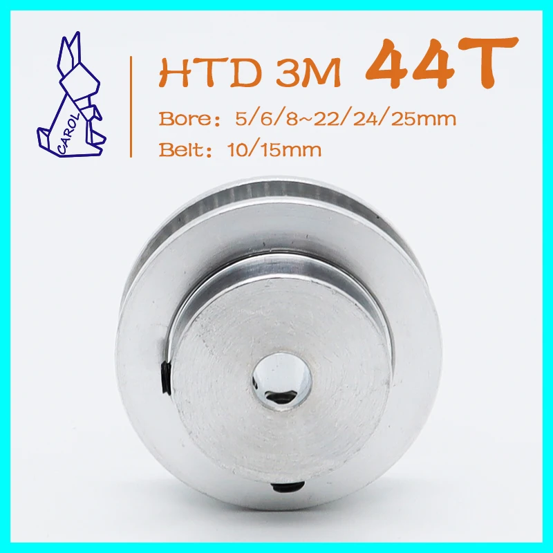 44Teeth HTD 3M Timing Pulley Bore 5 6 8~22 24 25mm Belt Width 10/15mm 3M Synchronous Wheel Timing Belt Pulley HTD3M 44T 44 Teeth