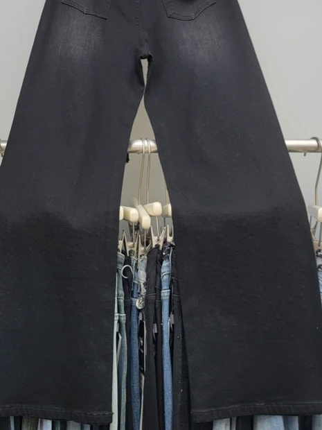 Diamond Drape Jeans Women's 2025 Spring and Autumn New Loose Wide-leg Design Fashion Straight Floor Pants Black Women Jeans