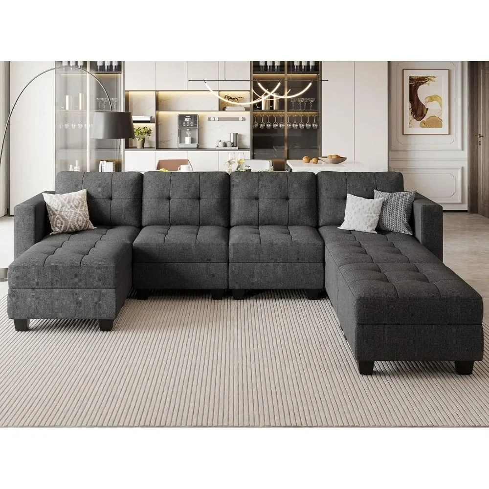 

Modular Storage U-Shape Sectional Sofa Couch with Reversible Chaises 7-seat Sofas with Storage Seat Modular Sectional, Sofa