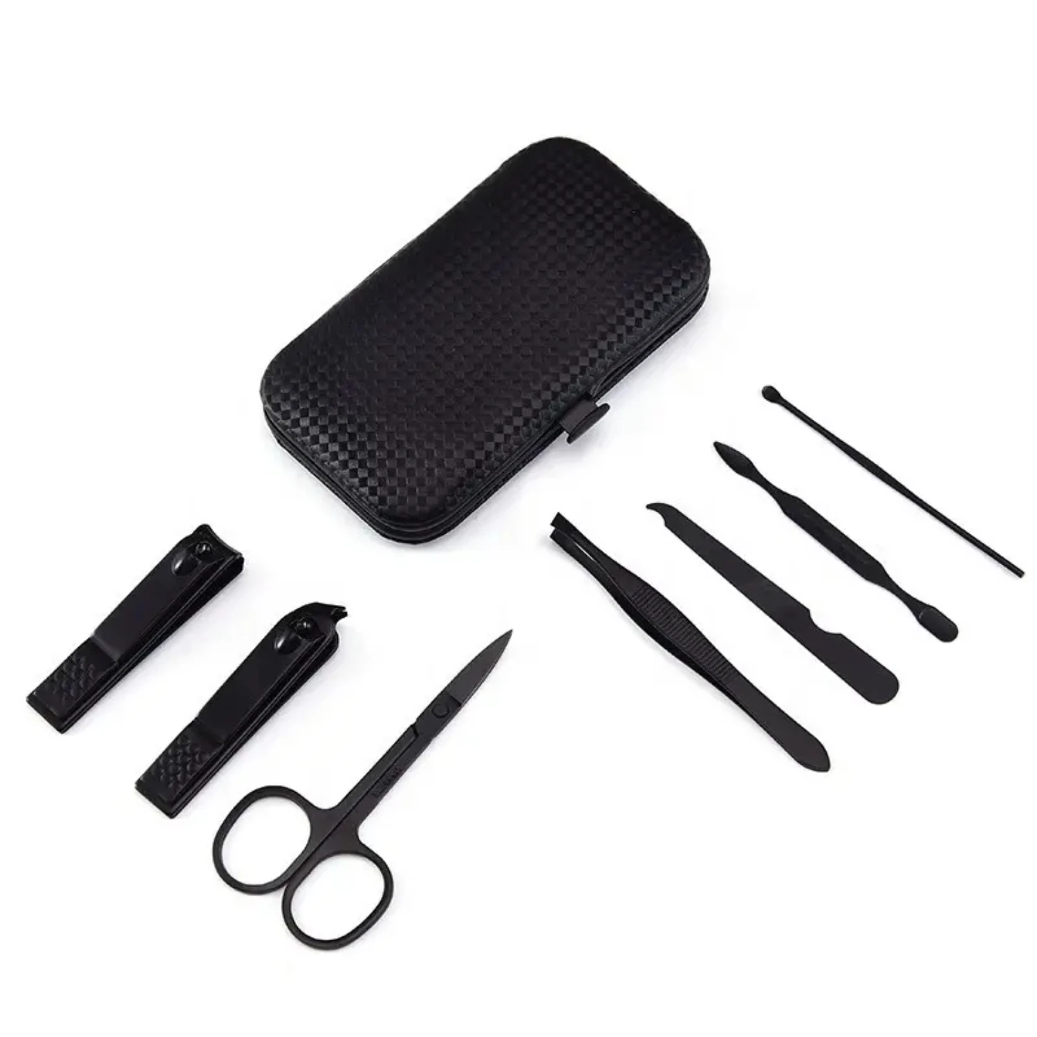 7 Pcs Stainless Steel Nail Clipper Set Grooming Set Tool Case Manicure Pedicure