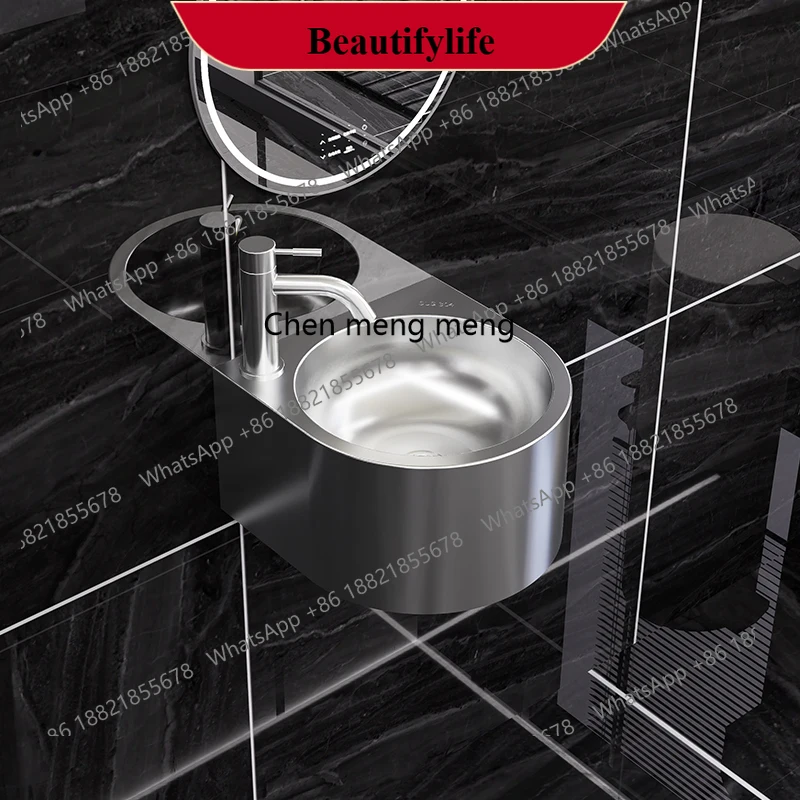 E153 304 stainless steel wall-mounted washbasin integrated outdoor balcony bathroom washbasin for home use