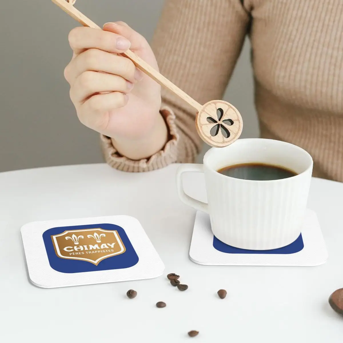 Chimay Logo Coasters PVC Leather Placemats Waterproof Coffee Mats for Home Kitchen Dining Pads Set of 6 - view 2