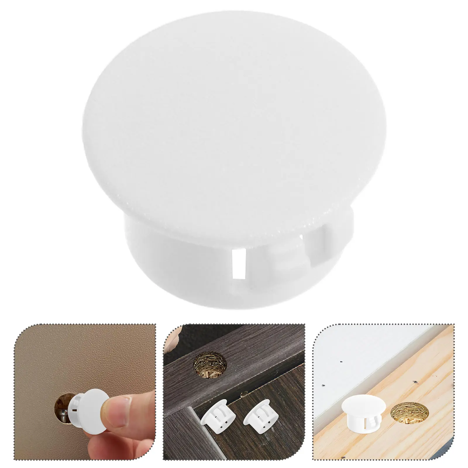 100Pcs Decorative Hole Covers Plastic Round Snap-in Screw Caps 14Mm Furniture Cabinet Panel Hole Plugs Protective End Caps
