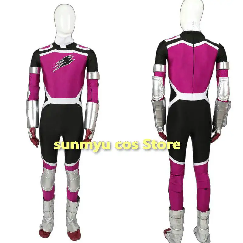 

Juken Sentai Gekiranger Gou Fukami Косплей Костюм С серебряной доспехов Geki Фиолетовый боди Нестандартного размера
