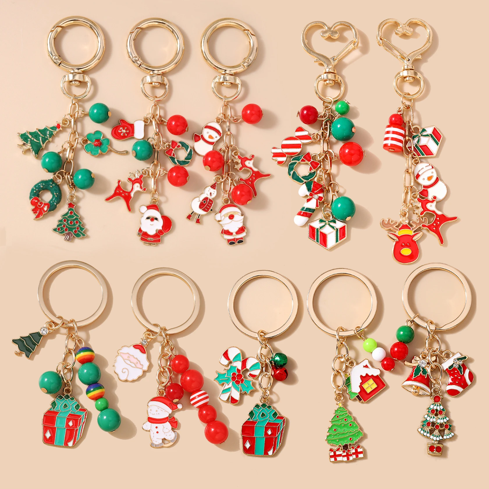 Aihua Frohes Neues Jahr Weihnachtsbaum Hirsch Weihnachtsmann Schneemann Schlüsselanhänger für Frauen Mädchen DIY Schlüsselringe Schmuck Geschenke – Detail 1