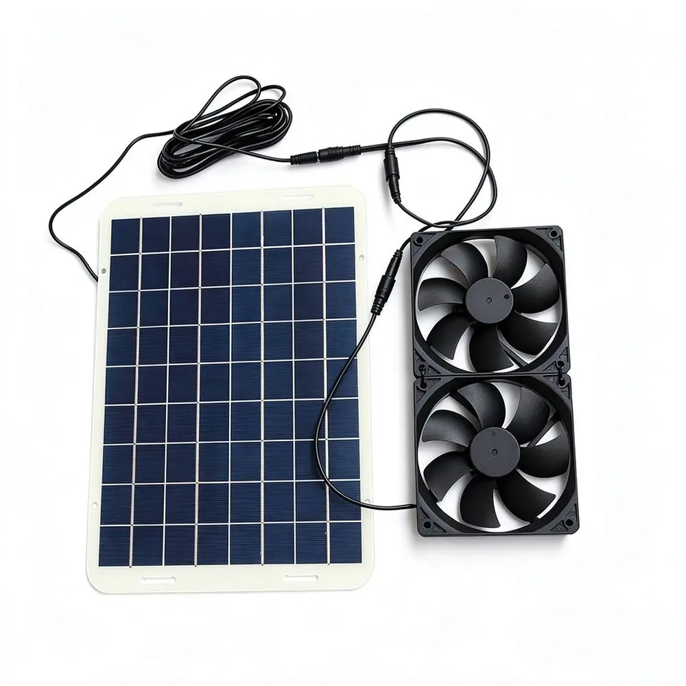 15W Solar Exhaust Fan System For Pet Shed Chicken Coop Ventilation Cooling Dual Fan Blower Energy Saving Device