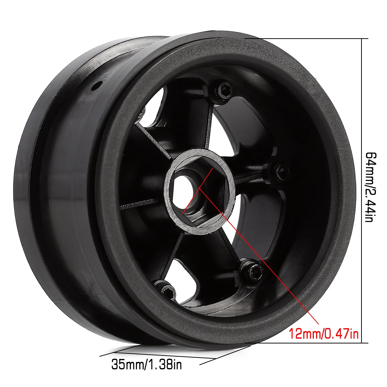 INJORA 4 sztuk plastikowe Beadlock 2.2 felgi 64*35mm dla 1/10 RC samochód Rock Crawler Axial SCX10 Wraith RR10