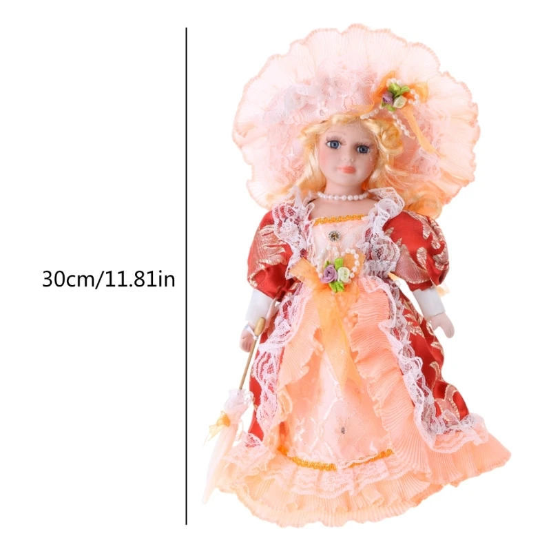 F19F Handmade European Porcelain with Elegant Gowns for Adult Kids Home Table Collectable House Decors