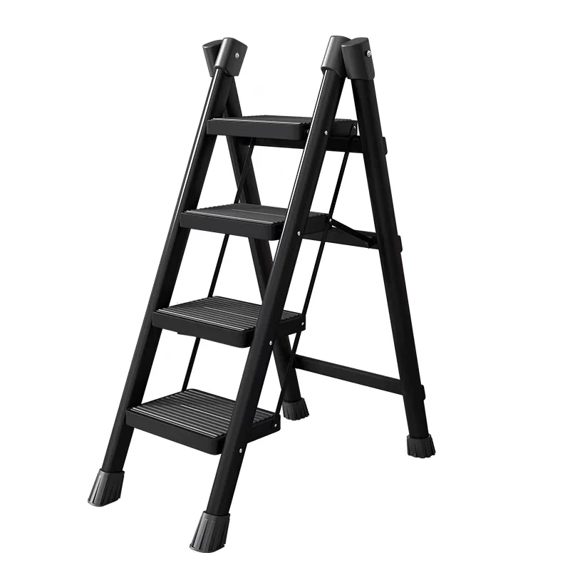 Ladders Folding Ladder Chair Stainless Steel High Stools Strong Load-bearing Kitchen Step Ladder Stool Non-slip Foot Pad