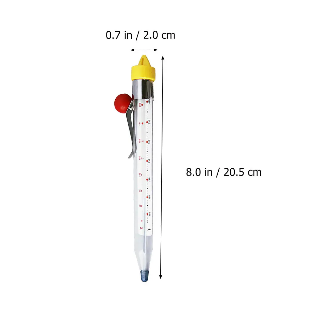 1Pcs Candy Syrup Food Thermometer Clip-on Glass High Temperature Resistant Kitchen Thermometer Baking Cooking Deep Frying