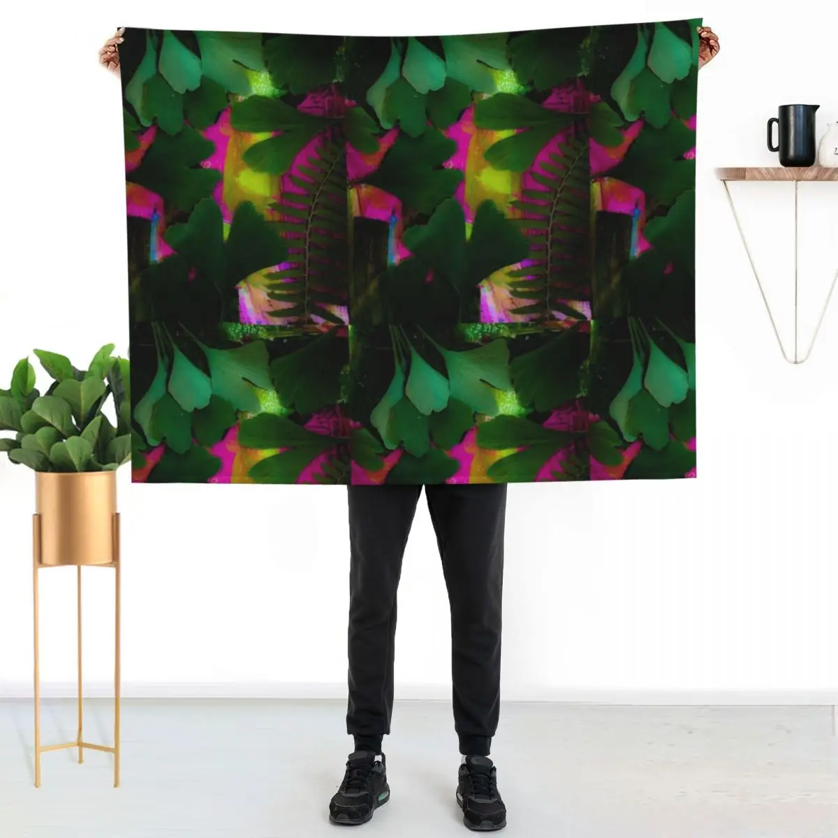 Enchanted Botanical Gingko Fern Dream Throw Blanket Multi-Purpose Hairy Furrys Heavy Quilt Blankets