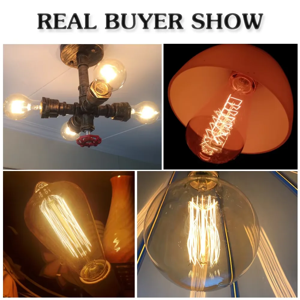 Retro Edison Light Bulbs E27 40W 220V A60 ST64 G80 G95 T45 Ampoule Vintage Edison Lamp Filament Incandescent Bulb For Home Decor image 2