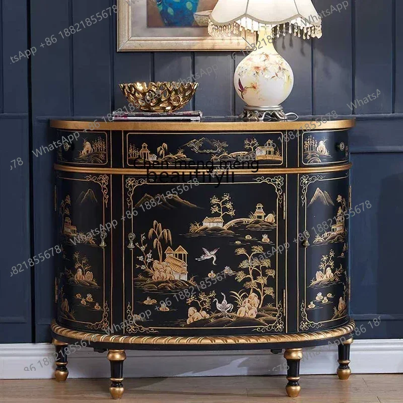 D178  European-style painted semicircular entrance cabinet, American-style foyer side cabinet, aisle corridor decorative cabinet