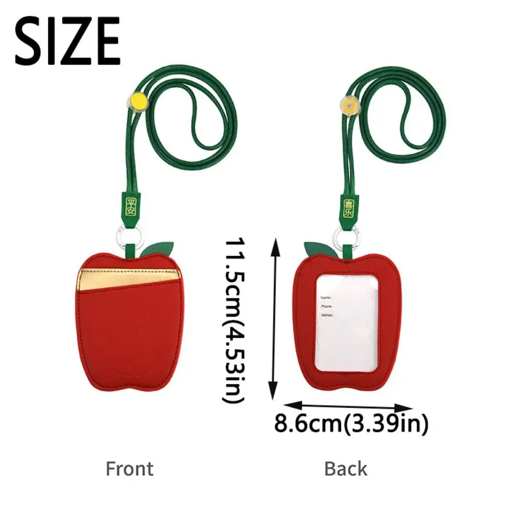 유니섹스 크리에이티브 과일 카드홀더 사랑스러운 귀여운 가죽 카드 슬리브, 목 스트랩, PU 가죽 카드 커버, 학용품